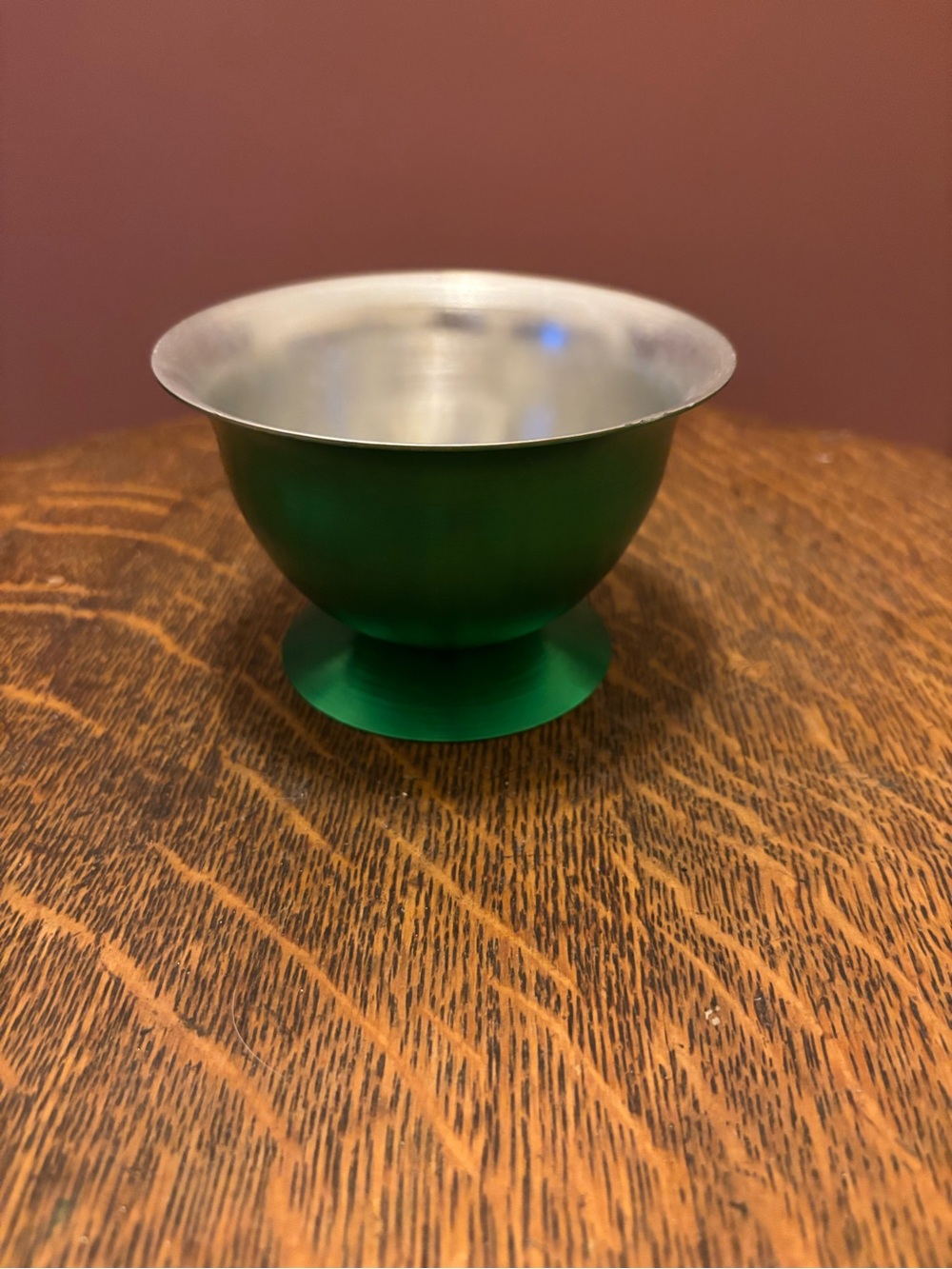 Green Metal Pedestal Bowl